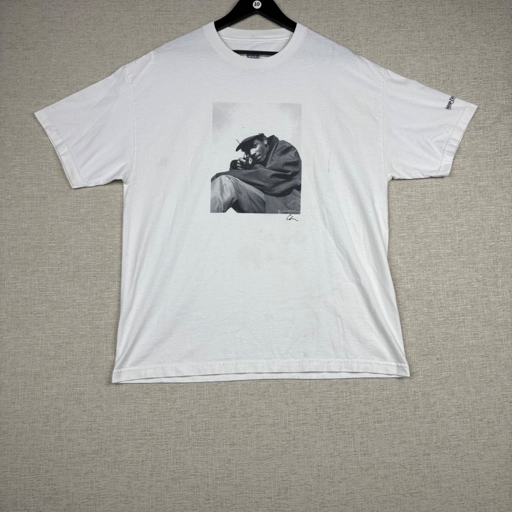 HUF Snoop Dogg Photo Graphic White T-Shirt Mens XL Streetwear Cotton Tee